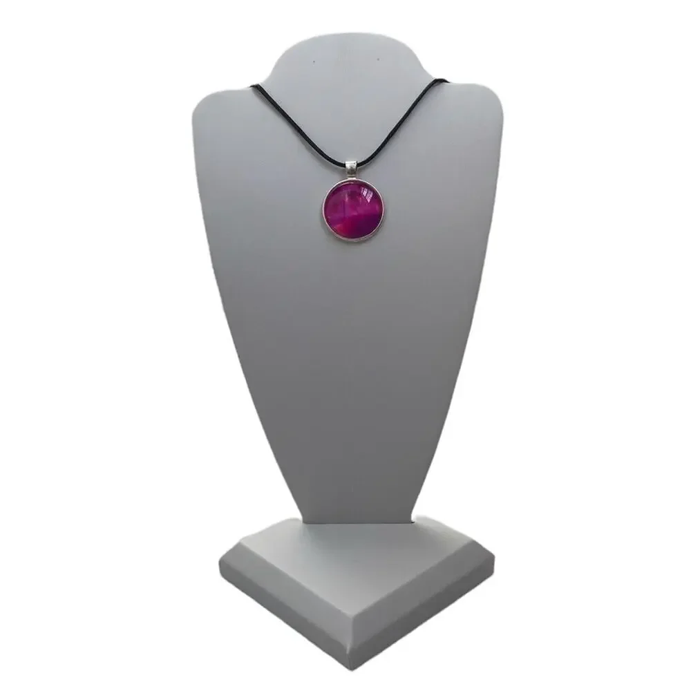 Svetlana Yeung Handmade Pendant Necklace | Pink Purple Fluid Art Round Resin - Picture 2 of 4